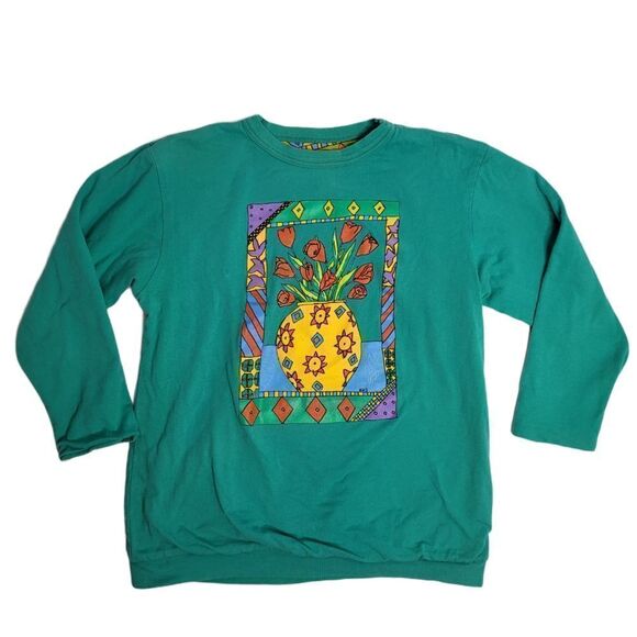 VINTAGE 80s Ken‎ Done reversible floral long sleeve top M - Picture 3 of 11